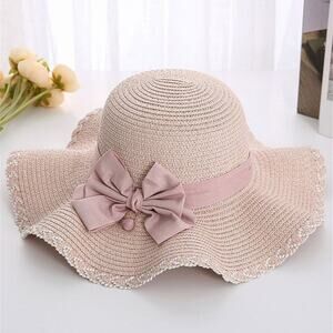 H.O.P.E Pink Bow Wavy-Brim Hat NWOT